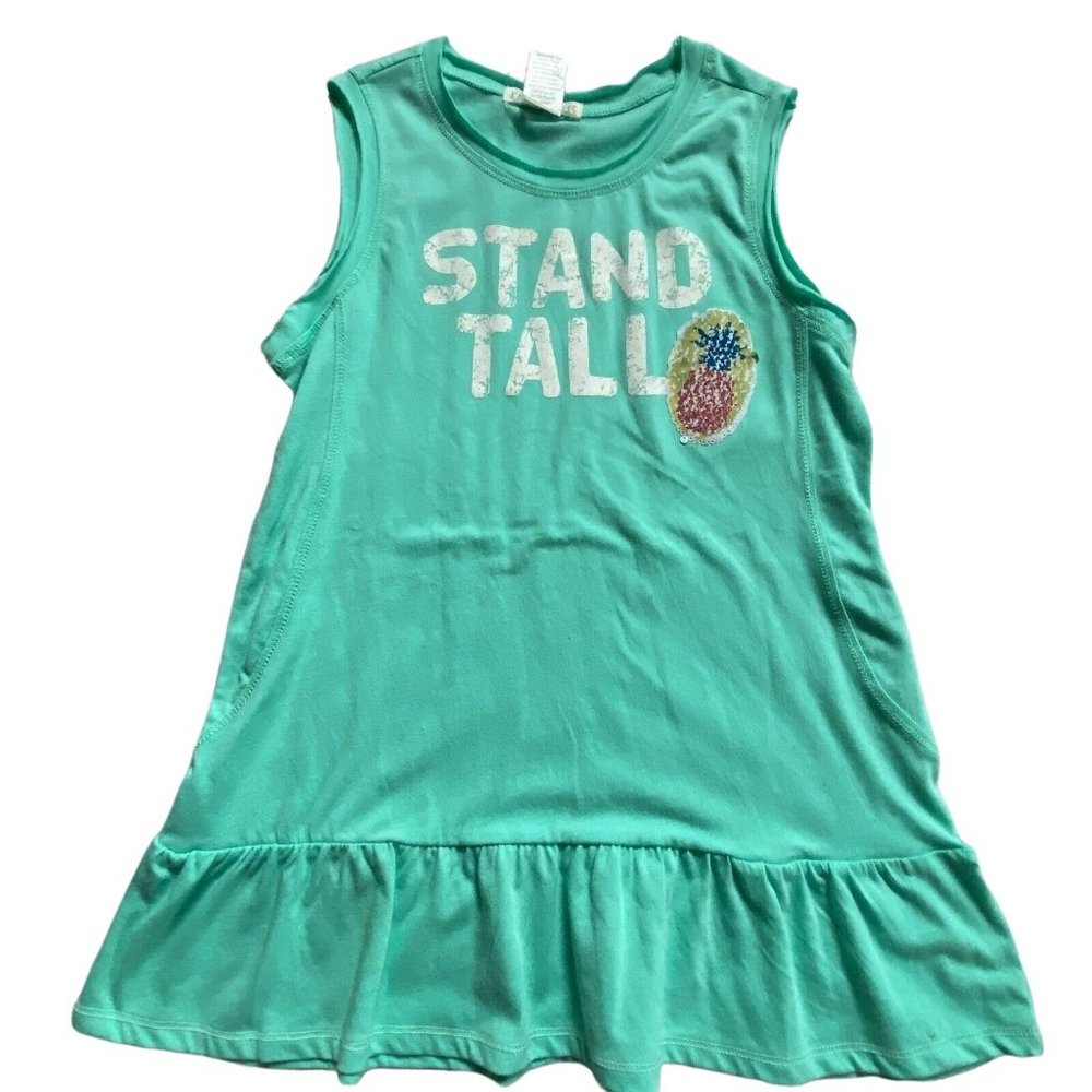 Kandy Kiss Girls Sleeveless, Flip Sequin, Ruffle Bottom Shirt-Mint-Size XL